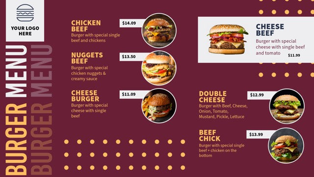 Burger Menu playing on the Austin drive-thru screen