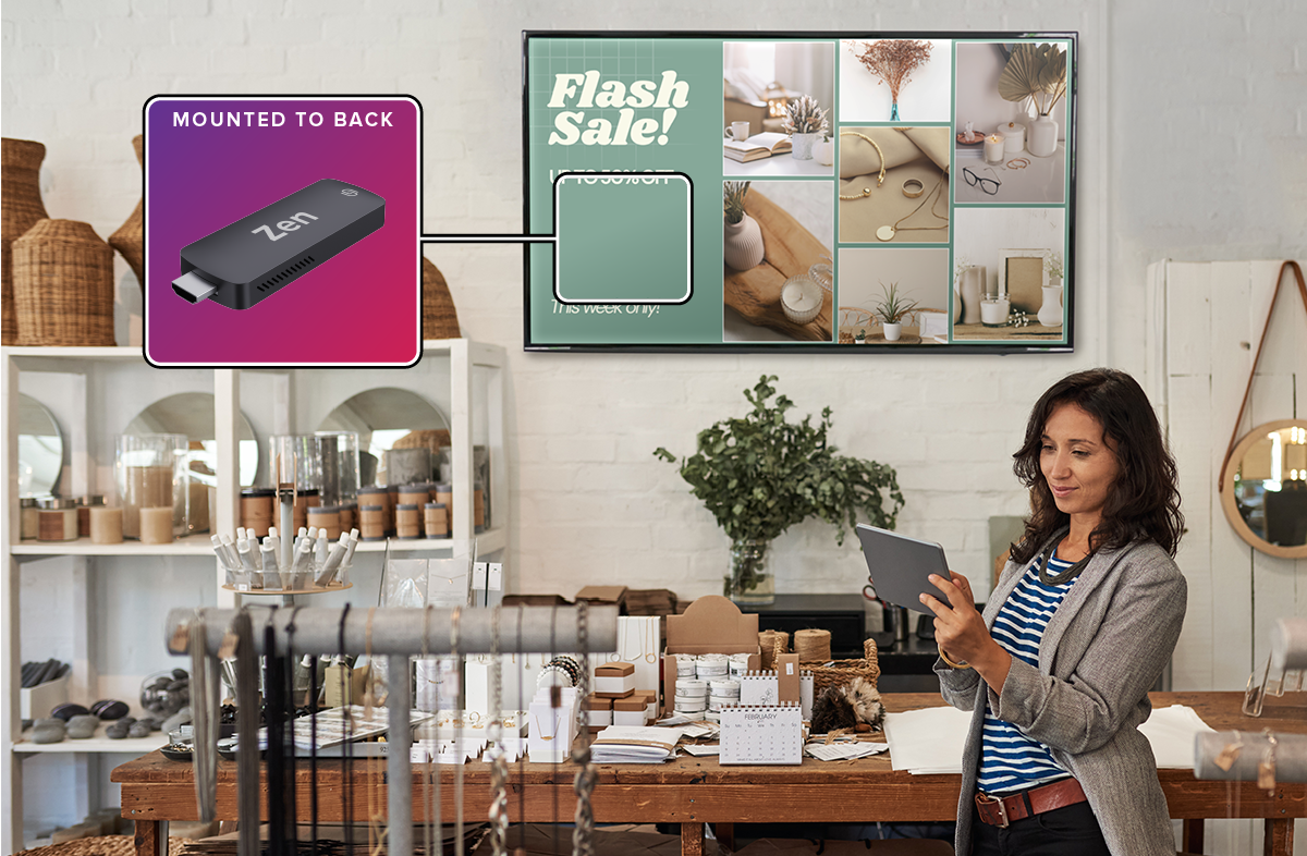 Zen Stick powering a Flash Sale display in a boutique
